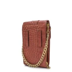 MOSZ Telefoontasje Croco Cognac Gold -Mode Tassenwinkel 2. achterkant bruin goud