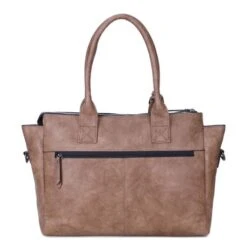 Wimona Catarina One Schoudertas Taupe -Mode Tassenwinkel 2031 kleur taupe achterkant
