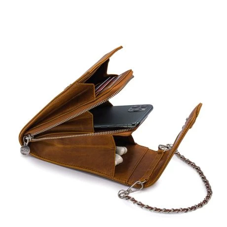 MOSZ Telefoontasje Nature Vintage Cognac Brushed Silver 3 MOSZ Telefoontasje Nature Vintage Cognac Brushed Silver - Afbeelding 3