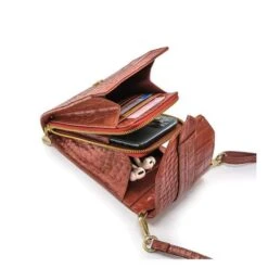 MOSZ Telefoontasje Croco Cognac Gold -Mode Tassenwinkel 3. binnenkant bruin goud