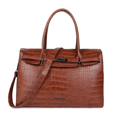 Wimona Sofia Schoudertas Croco Cognac 1 Wimona Sofia Schoudertas Croco Cognac