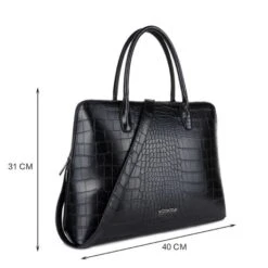 Wimona Luisa Schoudertas Croco Black -Mode Tassenwinkel 5004 kleur zwart met afmeting