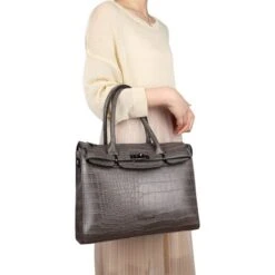Wimona Liona Handtas Croco Grey -Mode Tassenwinkel 5005 kleur grijs 1