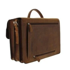 Plevier Retro Newton Laptoptas Vintage 3-Vaks 15.6" Brown -Mode Tassenwinkel 553 2 achter
