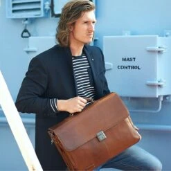 Plevier Decca Leren Aktentas 2-Vaks 17.3" Bruin -Mode Tassenwinkel 859 2 decca 1 1