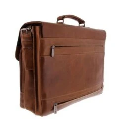 Plevier Decca Leren Aktentas 2-Vaks 17.3" Bruin -Mode Tassenwinkel 859 2 zijkant achter