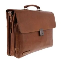 Plevier Decca Leren Aktentas 2-Vaks 17.3" Bruin -Mode Tassenwinkel 859 2 zijkant voor