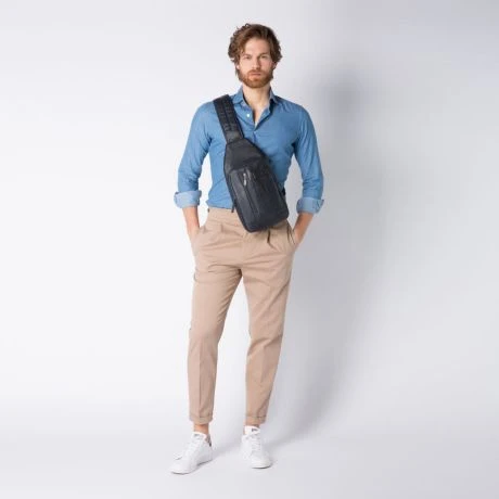 Piquadro Urban Mono Sling Bag Black/Grey Blue 6 Piquadro Urban Mono Sling Bag Black/Grey Blue - Afbeelding 6