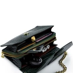 MOSZ Krisbag Telefoontasje Croco Dark Green -Mode Tassenwinkel krisbag croco dark green binnenkant