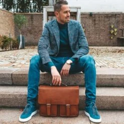 Chesterfield Idaho Laptoptas 15.6" Cognac -Mode Tassenwinkel leren aktetas cognac idaho 1