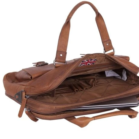 Chesterfield Dylan Laptop Schoudertas 17" Cognac 3 Chesterfield Dylan Laptop Schoudertas 17" Cognac - Afbeelding 3