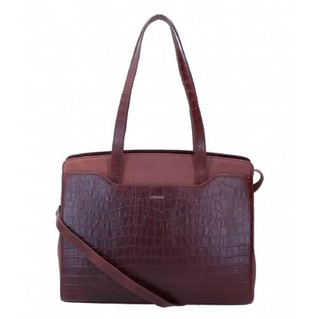 LouLou Essentiels Classy Croc Laptop Schoudertas 13" Cacao 1 LouLou Essentiels Classy Croc Laptop Schoudertas 13" Cacao
