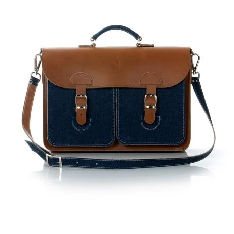 OldSchool Bags Schooltas Extra Large Denim / Kastanjebruin 1 OldSchool Bags Schooltas Extra Large Denim / Kastanjebruin