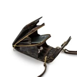 MOSZ Telefoontasje Leopard Gold Shiny Light Gold -Mode Tassenwinkel panter binnenkant