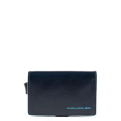 Piquadro Blue Square Credit Card Holder Case Dark Blue