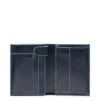 Piquadro Blue Square Vertical Wallet 10 Cards With Coin Case Night Blue