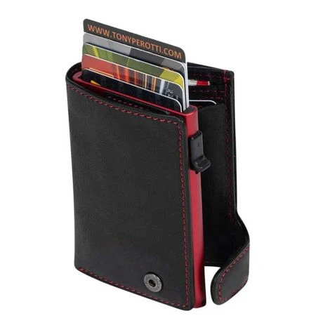 Tony Perotti Furbo Leren Pasjeshouder Met Kleingeldvak Rood / Zwart 1 Tony Perotti Furbo Leren Pasjeshouder Met Kleingeldvak Rood / Zwart