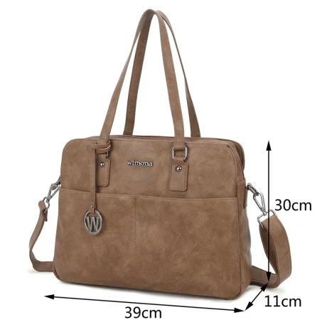 Wimona Carlotta Schoudertas 13.3" Taupe 3 Wimona Carlotta Schoudertas 13.3" Taupe - Afbeelding 3